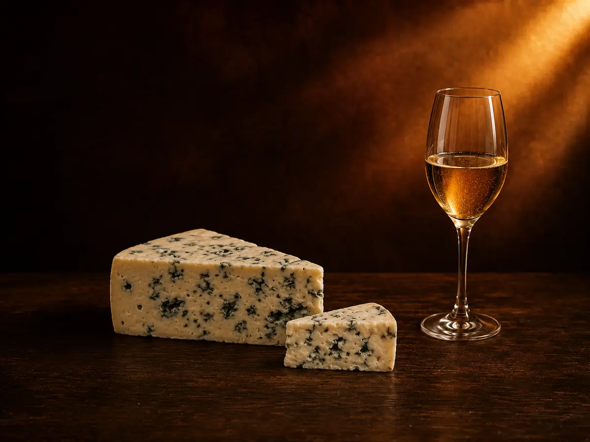 Roquefort AOP et verre de Sauternes