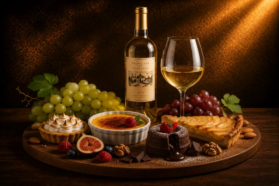 Dessert servi avec un vin doux