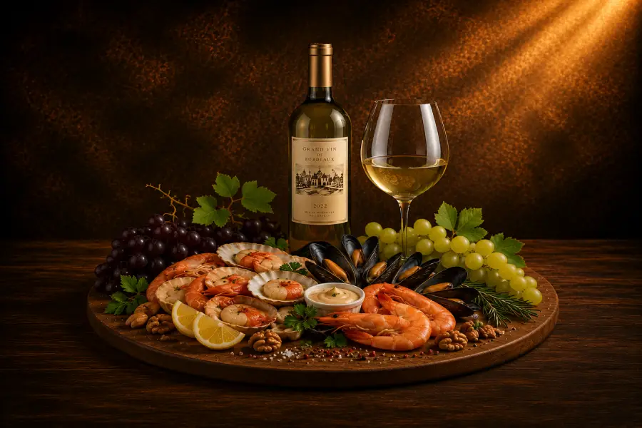 Plateau de fruits de mer et vin blanc