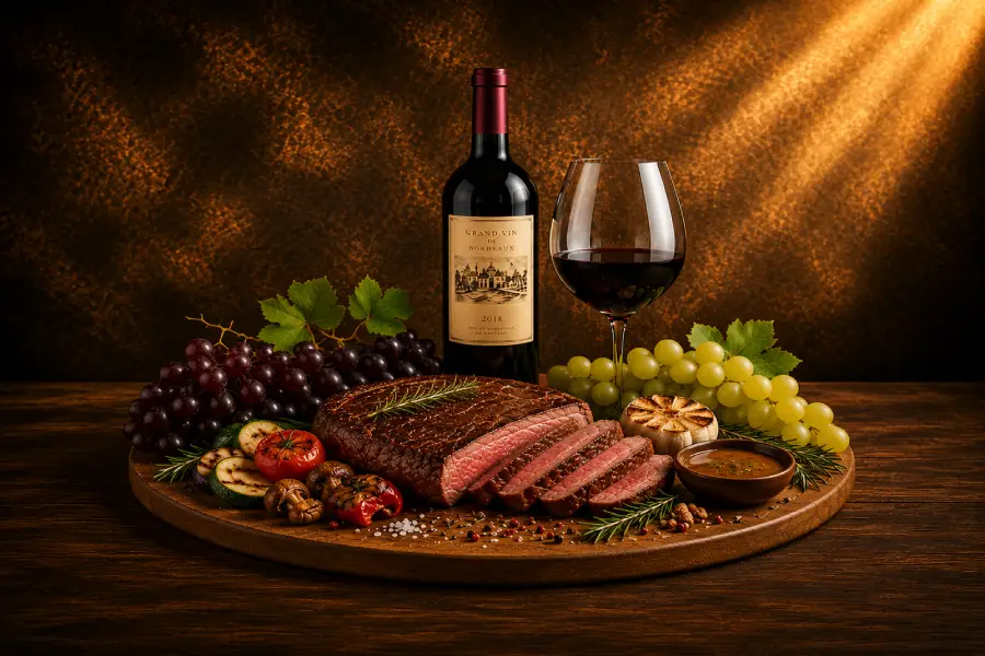 Accord entre une viande rouge et un verre de vin